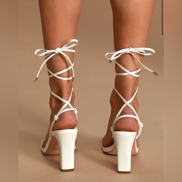 Lulus Xylia White Lace-Up Heels size 9 - Picture 2 of 11